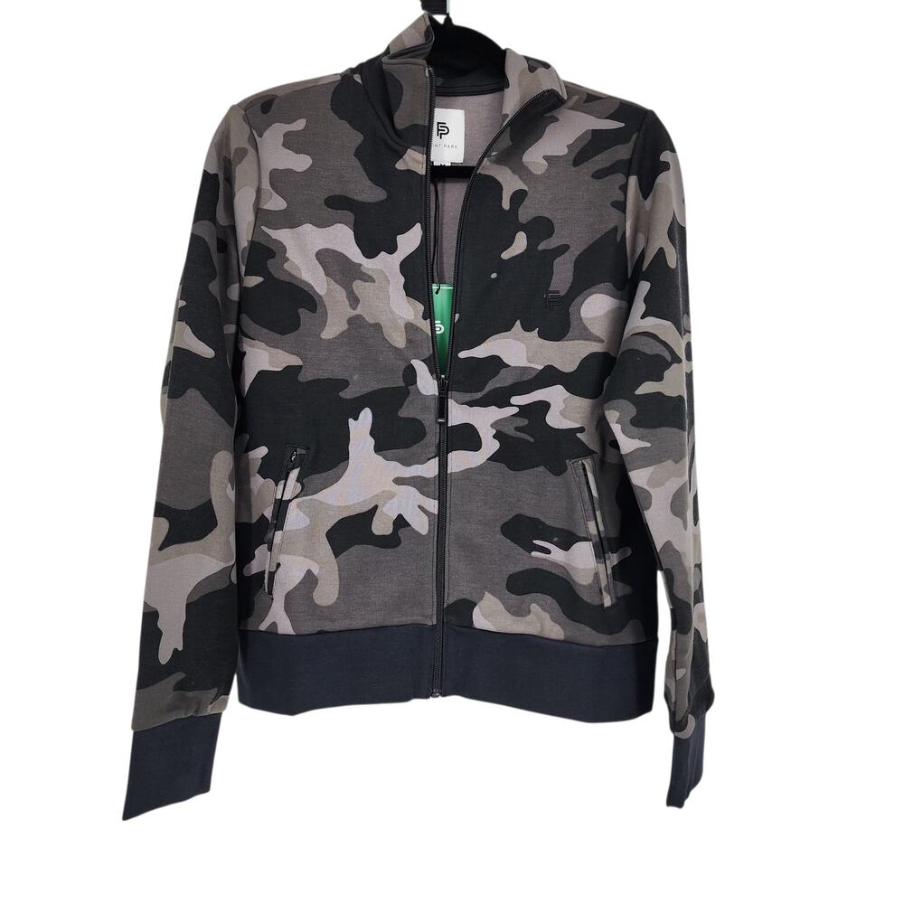 NWT Flint Park Gray Camo Court Tennis Full Zip Pocket Lightweight Jacket Size M